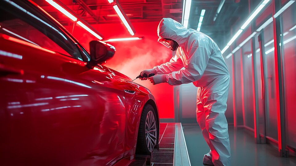 [freepicdownloader.com]-arafed-man-white-suit-white-protective-suit-working-red-car-large